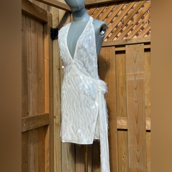 🆕 MISHA COLLECTION 🧿 NWOT The Sapphire Sequins Mini Dress, Ivory Sz M US 6 - Picture 10 of 16